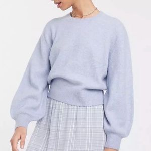 & Other Stories Women’s Sz S Knit Balloon Sleeve Sweater Light Blue